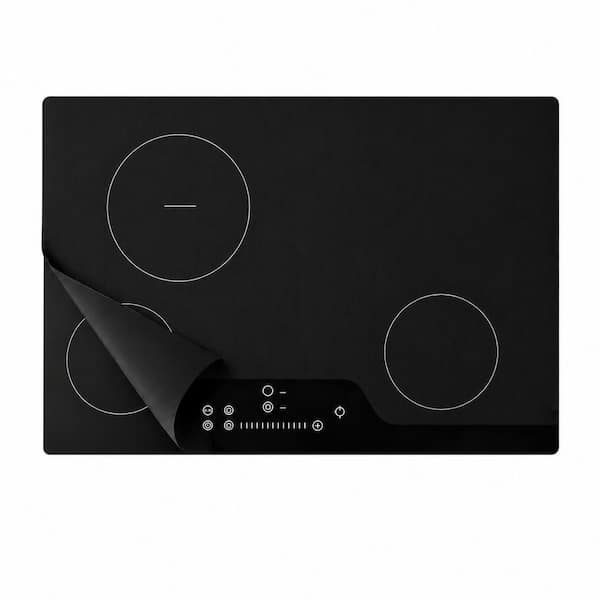 Translucent Black Silicone Induction Cooktop Protector Mat, Heat Resistant, Non-Slip, 35.4 x 21.2 in.
