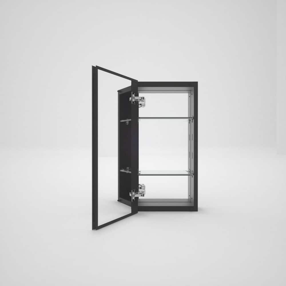 Petris 12 in. W x 24 in. H Recessed/Surface Mount Rectangular Matte Black Aluminum Medicine Cabinet with Mirror price history on PriceWatchPro