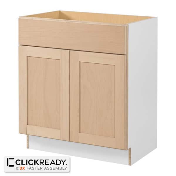 30 in. W x 24 in. D x 34.5 in. H Ready to Assemble Sink Base Kitchen Cabinet in Unfinished with CLICKREADY Technology