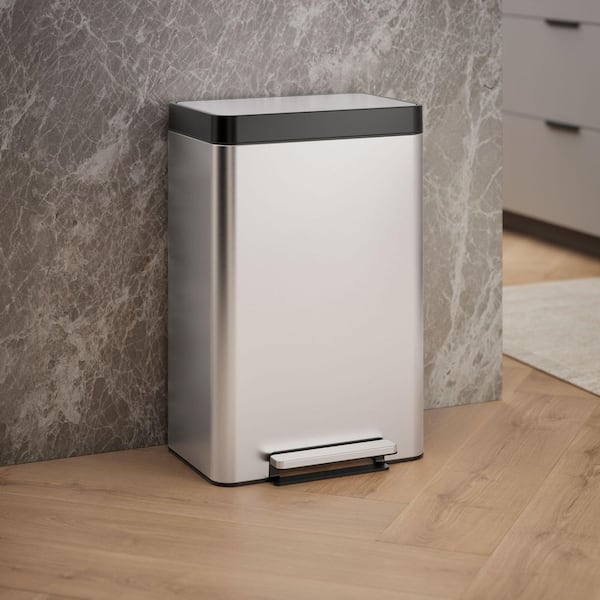 13-Gallon Stainless Steel Step Trash Can with Fingerprint-Resistant Finish