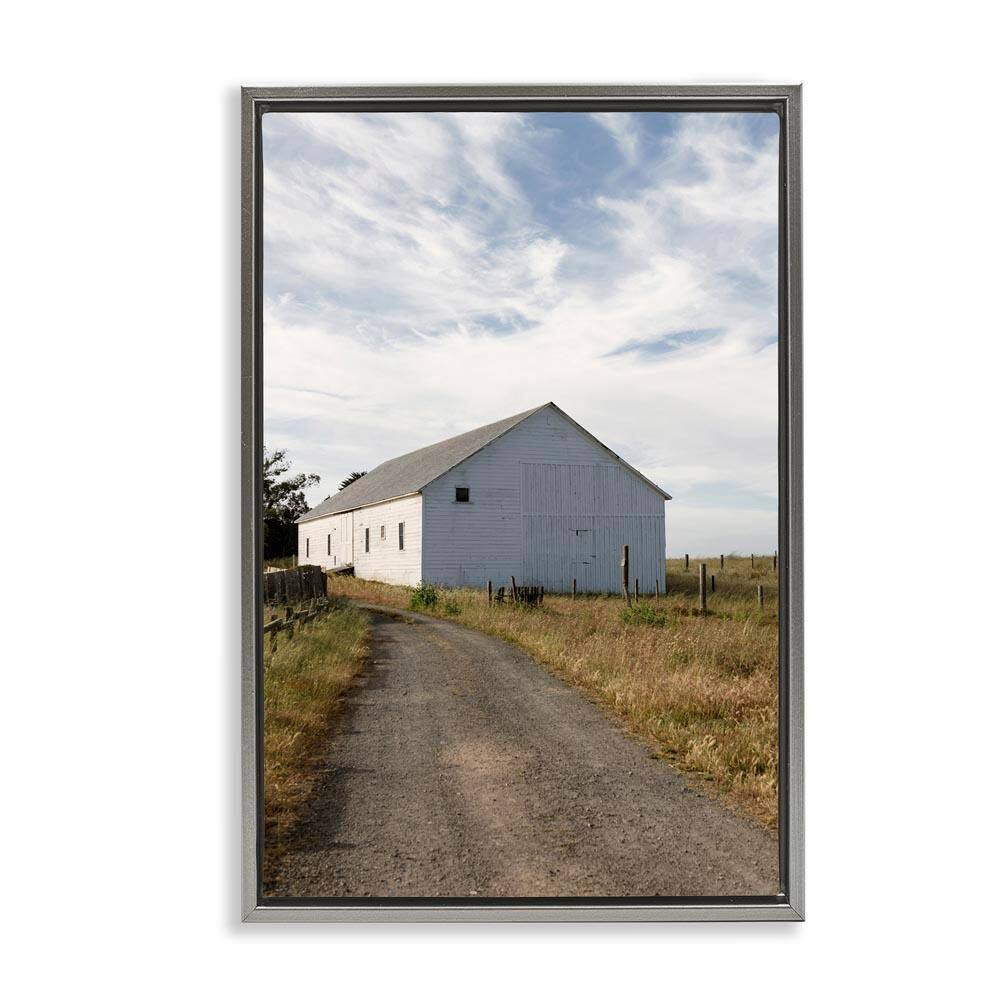 Receding Road to Barn by Crystal Lynn Collins Gray Floater Frame Nature Graphic Art Print 31 in. x 21 in. price history on PriceWatchPro