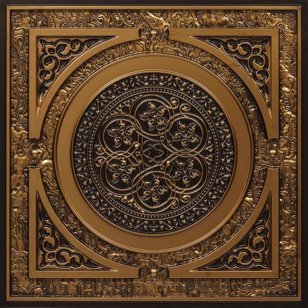 Steampunk Antique Gold 2 ft. x 2 ft. PVC Glue-up or Lay-in Faux Tin Ceiling Tile (100 sq. ft./case) price history on PriceWatchPro