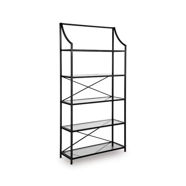 Signature DESIGN BY ASHLEY Dakerwell 72 in. Tall Black Metal 5-Shelf Accent Bookcase with Tip-Resistant Hardware