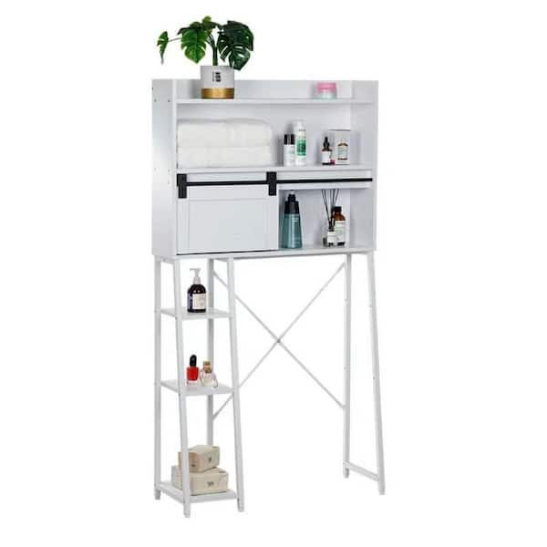 32.5 in. W x 60.7 in. H x 7.8 in. D Over the Toilet Storage Cabinet with Toilet Paper Stand