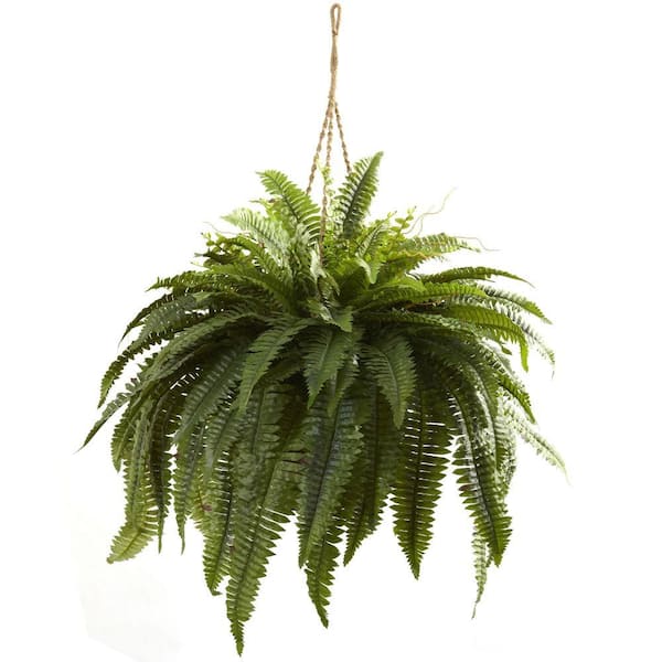 Nearly Natural Artificial Double Giant Boston Fern Hanging Basket