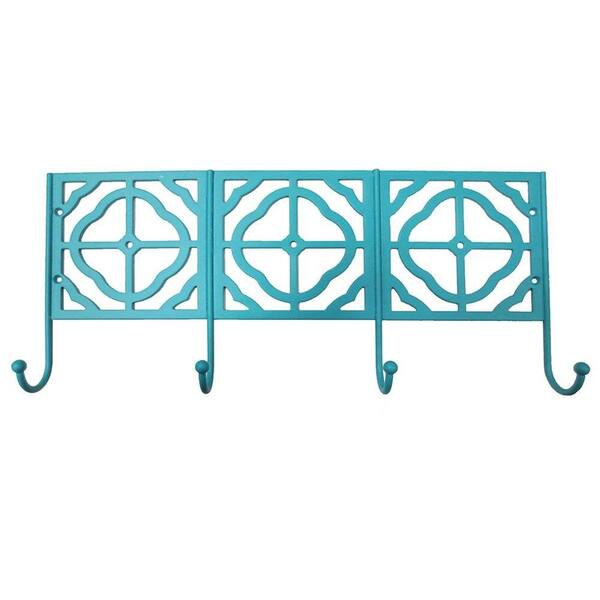 Home Decorators Collection 16 in. L Decorative 4-Hook Rack in Teal