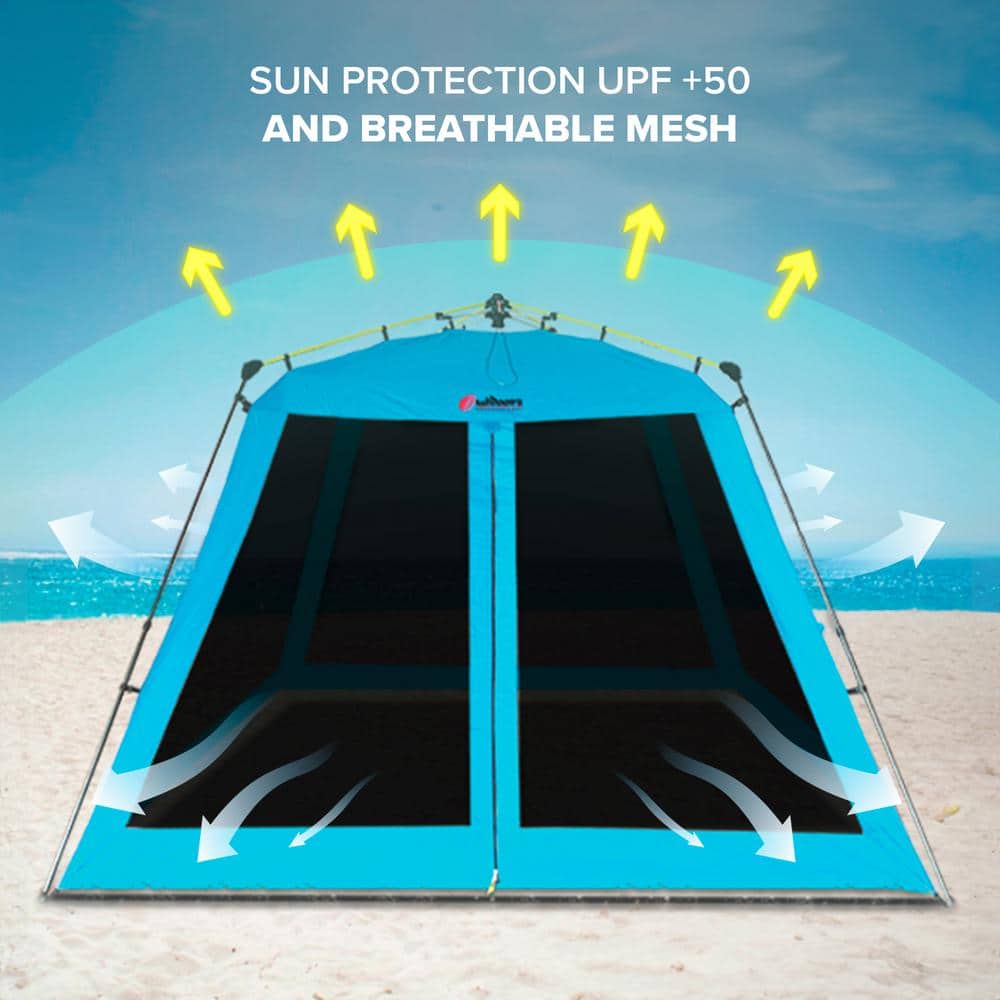 Blue 6-Person Pop-Up Camping Gazebo Tent
