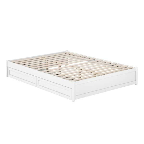 AFI Barcelona White Solid Wood Frame Queen Panel Platform Bed with