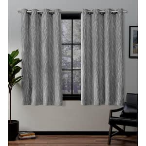 Forest Hill Ash Grey Nature Woven Room Darkening Grommet Top Curtain, 52 in. W x 63 in. L (Set of 2)