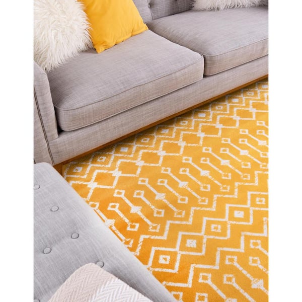 Mustard Geometric Rug Moroccan Trellis Runners Ochre Living Room