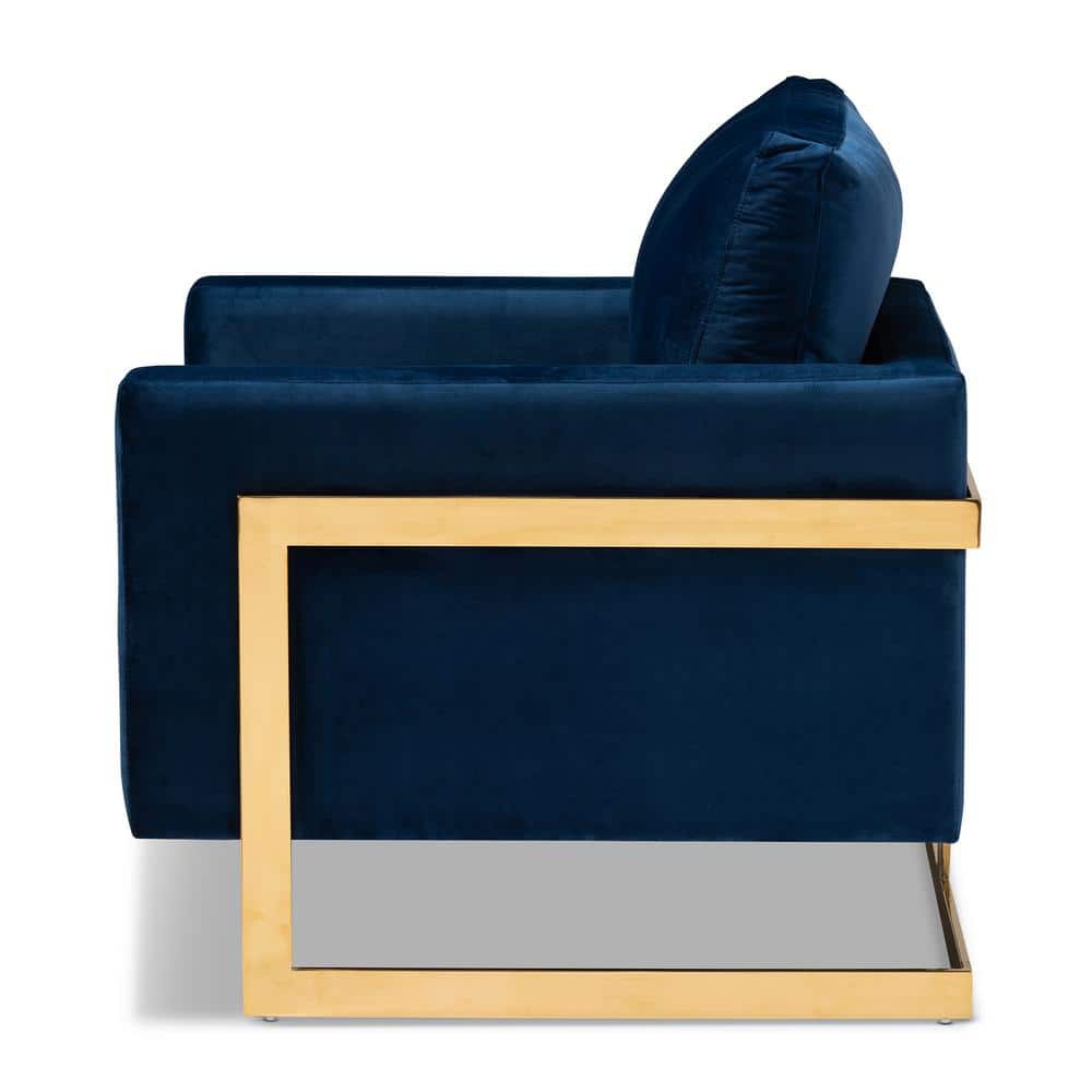 Luxurious Royal Blue Velvet & Gold Metal Accent Chair
