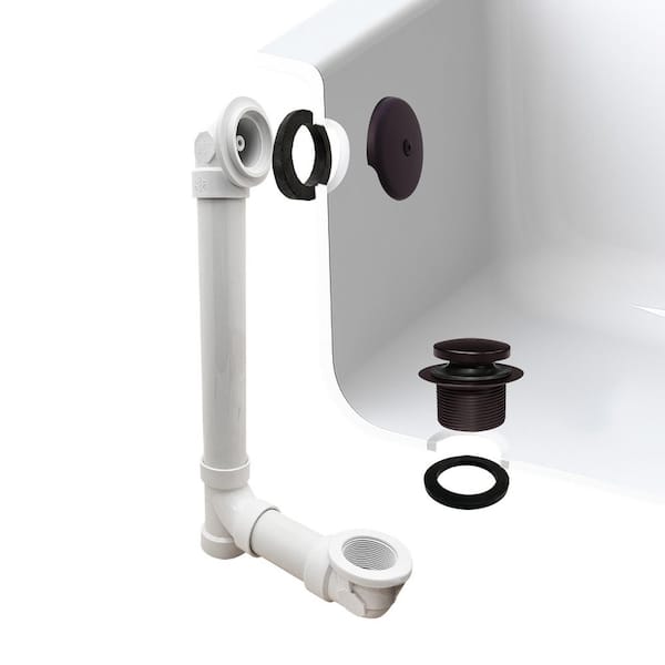 Westbrass 1-1/2 in. x 12 in. Bath Waste & Overflow with One-Hole Faceplate and Tip-Toe Drain - Sch. 40 PVC, Oil Rubbed Bronze