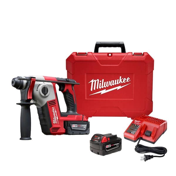 Milwaukee M18 18V Lithium-Ion Cordless 5/8 in. SDS-Plus Rotary Hammer Kit W/(2) 3.0Ah Batteries, Charger, Hard Case