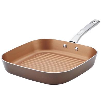 Home Collection 11.25 in. Aluminum Nonstick Grill Pan in Brown Sugar