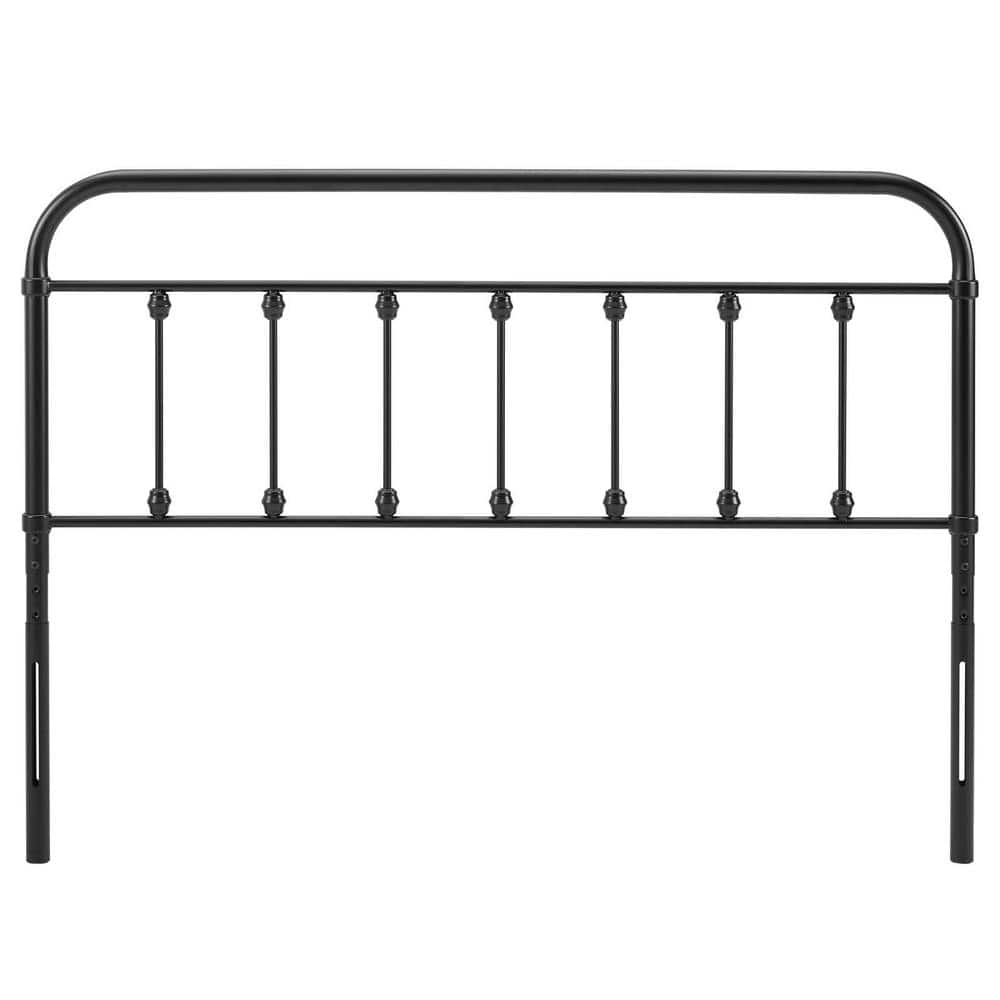 Black Powder-Coated Iron Queen Open-Frame Headboard