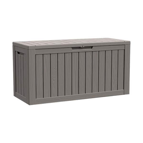 Unbranded 80 Gal. Polypropylene Deck Box with Lockable Lid, Durable Outdoor Storage For Patio Lawn and Garden, Gray