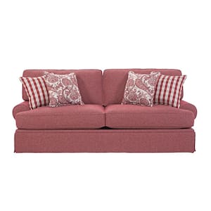 Rustic Red Series 90 in. Wide Round Arm Polyester Contemporary Straight Sofa in Red