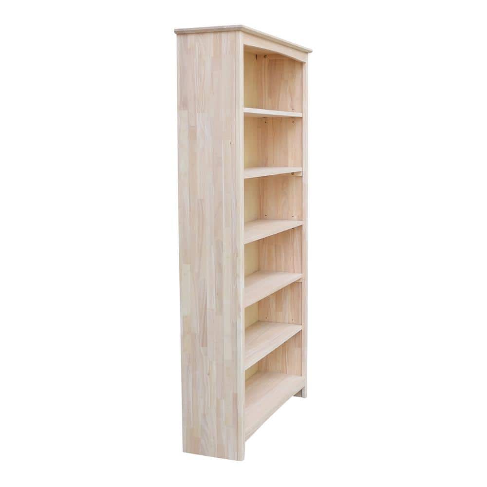 Elegant Parawood 72" Adjustable Solid Wood Shaker Bookcase - Brown