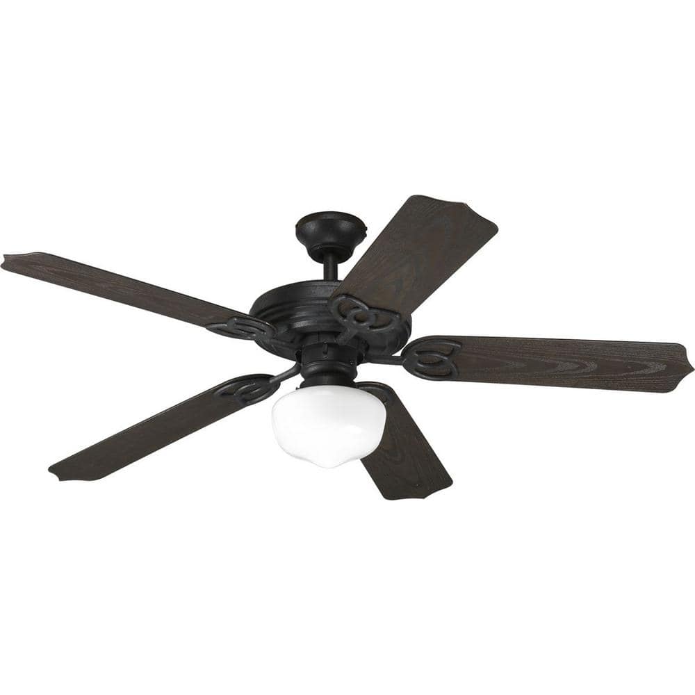 52'' Forged Black Outdoor Ceiling Fan with Toasted Oak Blades