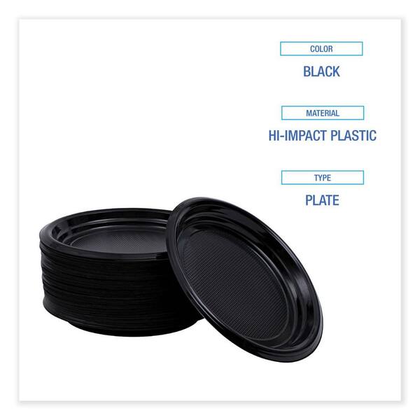 thumbnail image 2 of VeZee 9 Inch Disposable Black Plastic Plates – Microwave Safe, Solid Black, Bulk Available (BS4139) 2 of 6