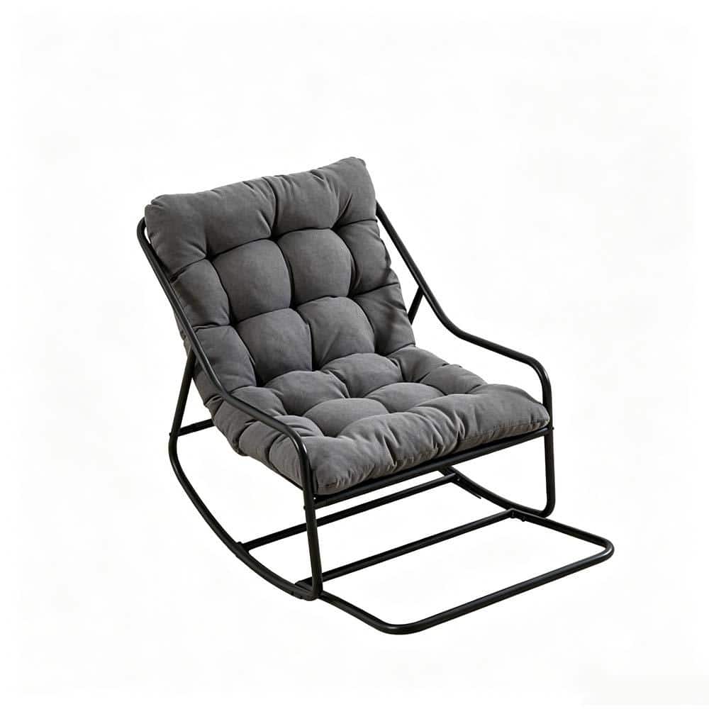 Outdoor Patio Rocking Chair with Grey Cushion,Rocking Lounge Chair,Indoor Outdoor Reclining Lounger Chair with Footrest price history on PriceWatchPro