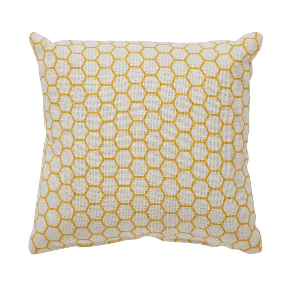 Vintage Yellow Bee Print Cotton Throw Pillow 6x6