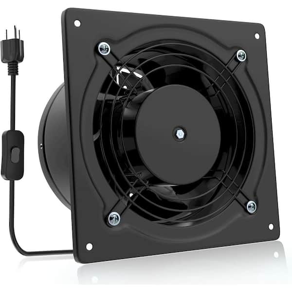 6 in. 308CFM 120V Black Cast Iron Metal Electric Powered Exhaust Attic Fan, Wall Mounted Vent Fans for Kitchen/Bathroom