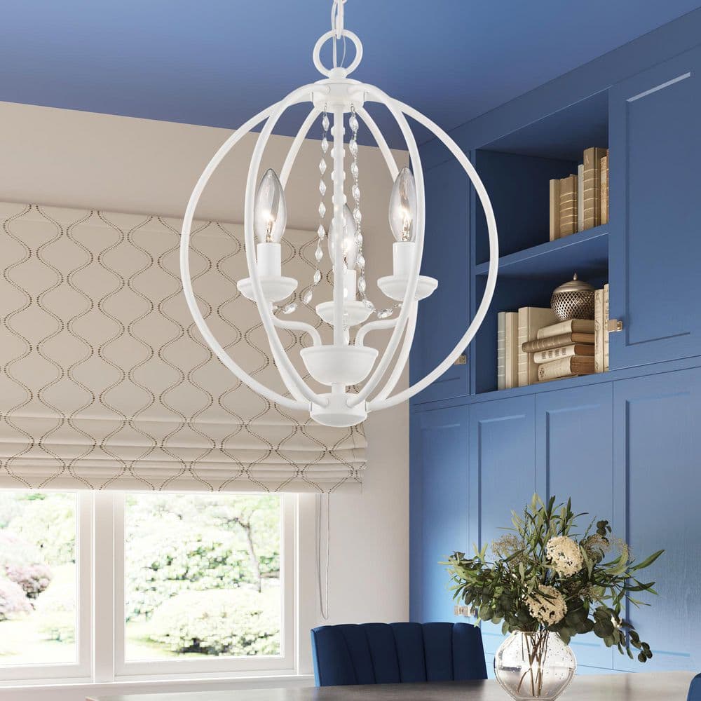 Mini Arabella White Crystal 3-Light Orb Chandelier