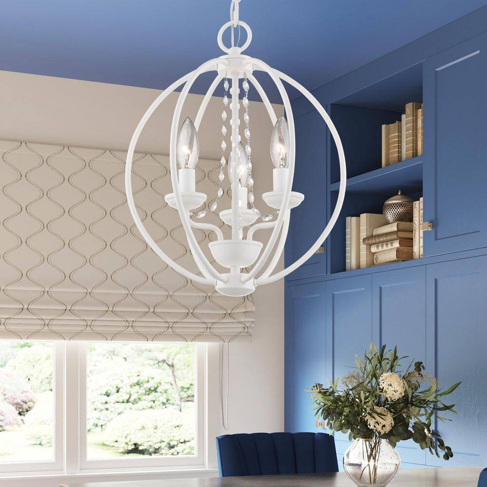 Mini Arabella White Crystal 3-Light Orb Chandelier