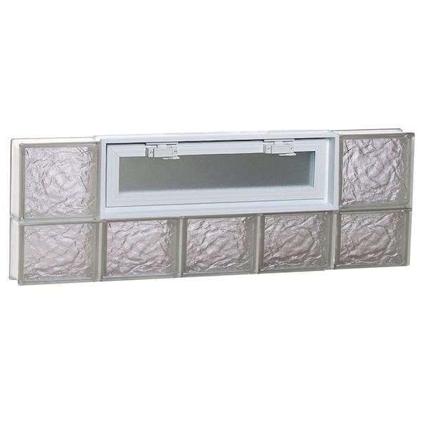 Clearly Secure 38.75 in. x 13.5 in. x 3.125 in. Frameless Ice Pattern Vented Glass Block Window