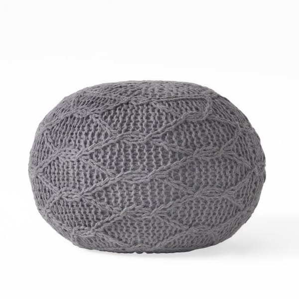 Unbranded Beautiful Modern Refreshing Charcoal Cozy Knit Weave Handcrafted Pouf on Throw Blanket for Living Room and Bedroom