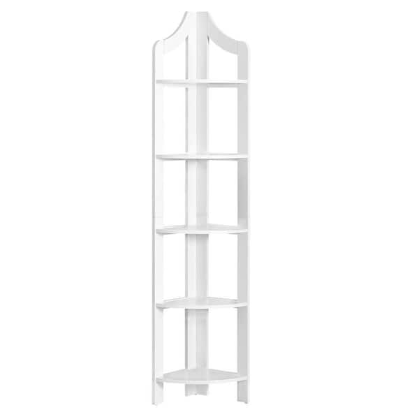 HomeRoots 71 in. Jasmine White Particle Board 5-Shelf Bookcase