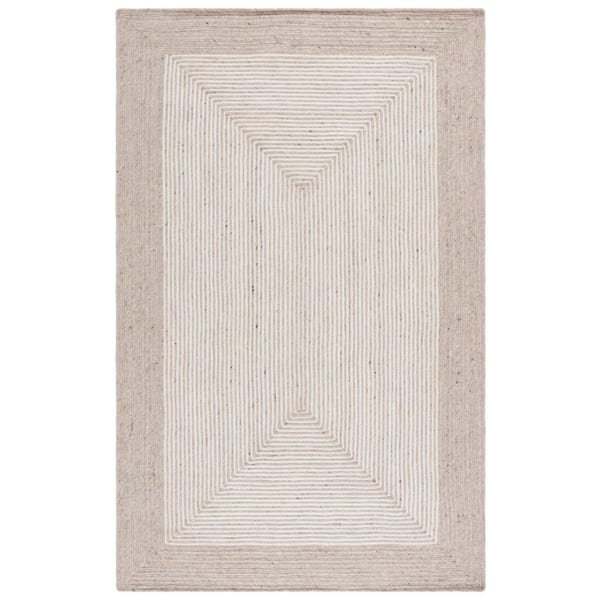 Braided Beige/Ivory 3 ft. x 5 ft. Beige/Ivory Striped Area Rug