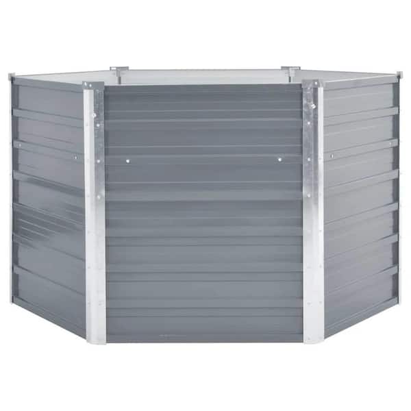 TIRAMISUBEST 50.8 in. x 50.8 in. x 31.3 in. Gray Galvanized Steel Hexagon Garden Raised Planter Bed