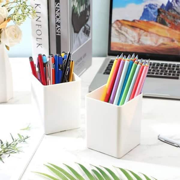 Aoibox 8-Pack White Acrylic Pencil Holder Desk Organizer Cup