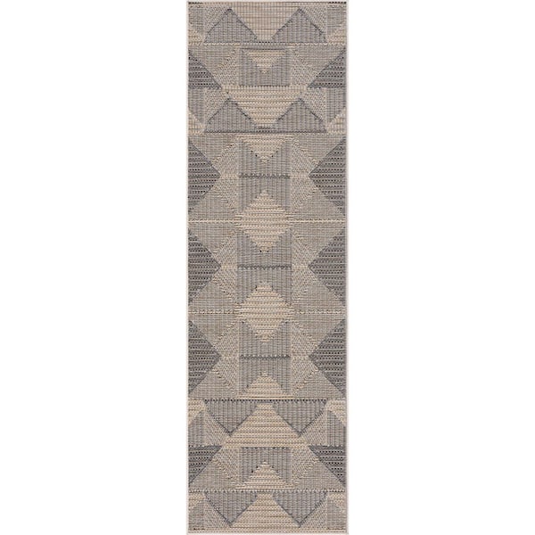 Bailey Black 2 ft. x 7 ft. Transitional Geometric Flat Weave Polypropylene Runner Indoor/Outdoor Runner Rug