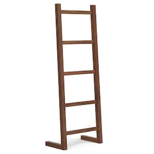 Bray 63 in. Tall Natural Walnut SOLID ACACIA WOOD Contemporary Bath Towel and Blanket Ladder Shelf