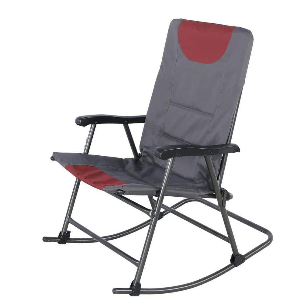 Oversized Folding Plastic Outdoor Rocking Chair, Lawn Rocker Camping Chairs with High Back Hard Armrests Carry Bag, Gray price history on PriceWatchPro