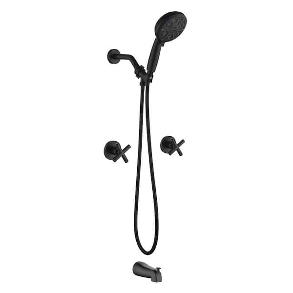 Rain 2-Handle 10-Spray Tub Shower Faucet 1.8 GPM with Pressure Balance in Black (Valve Included)