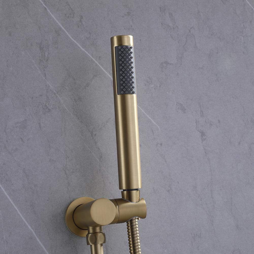 Brushed Gold Stainless Steel Rain Shower Faucet with Handheld Combo