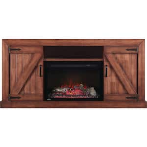 Lambert 67 in. Freestanding Electric Fireplace TV Stand in Brown