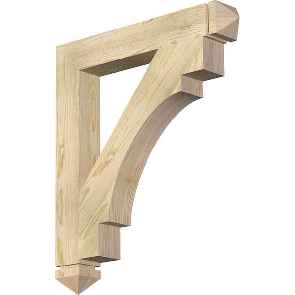 Ekena Millwork 4 in. x 32 in. x 28 in. Douglas Fir Merced Arts and Crafts Rough Sawn Bracket