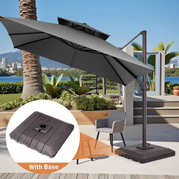 11' cantilever patio umbrella 11x9 ft Aluminum Double Top LED Strip Cantilever Umbrella