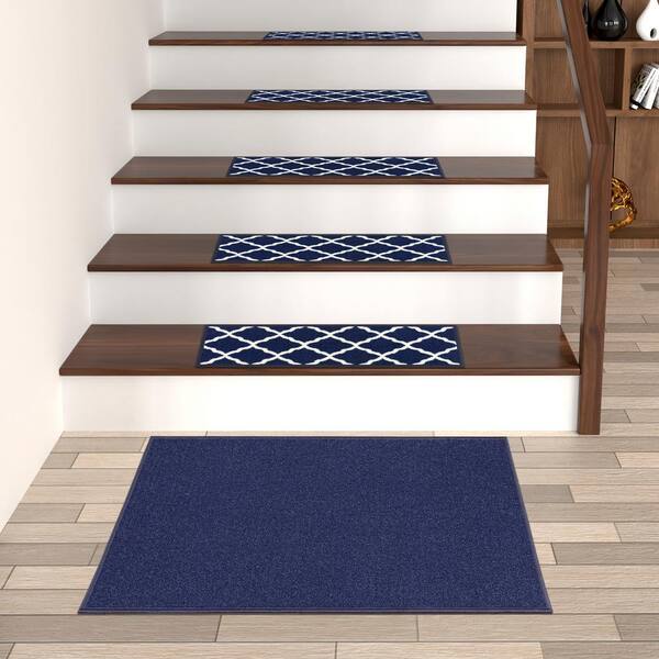 Ottomanson Classics Non-Slip Rubberback Modern Solid 2x3 Indoor Area Rug/Entryway  Mat, 2'3 x 3', Navy 