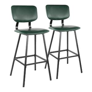 Foundry 30 in. Green Faux Leather Upholstery Bar Stool (Set of 2)