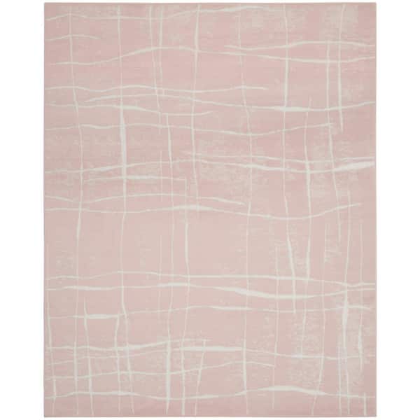 Nourison Whimsicle Pink Ivory 7 ft. x 10 ft. Abstract Contemporary Area Rug