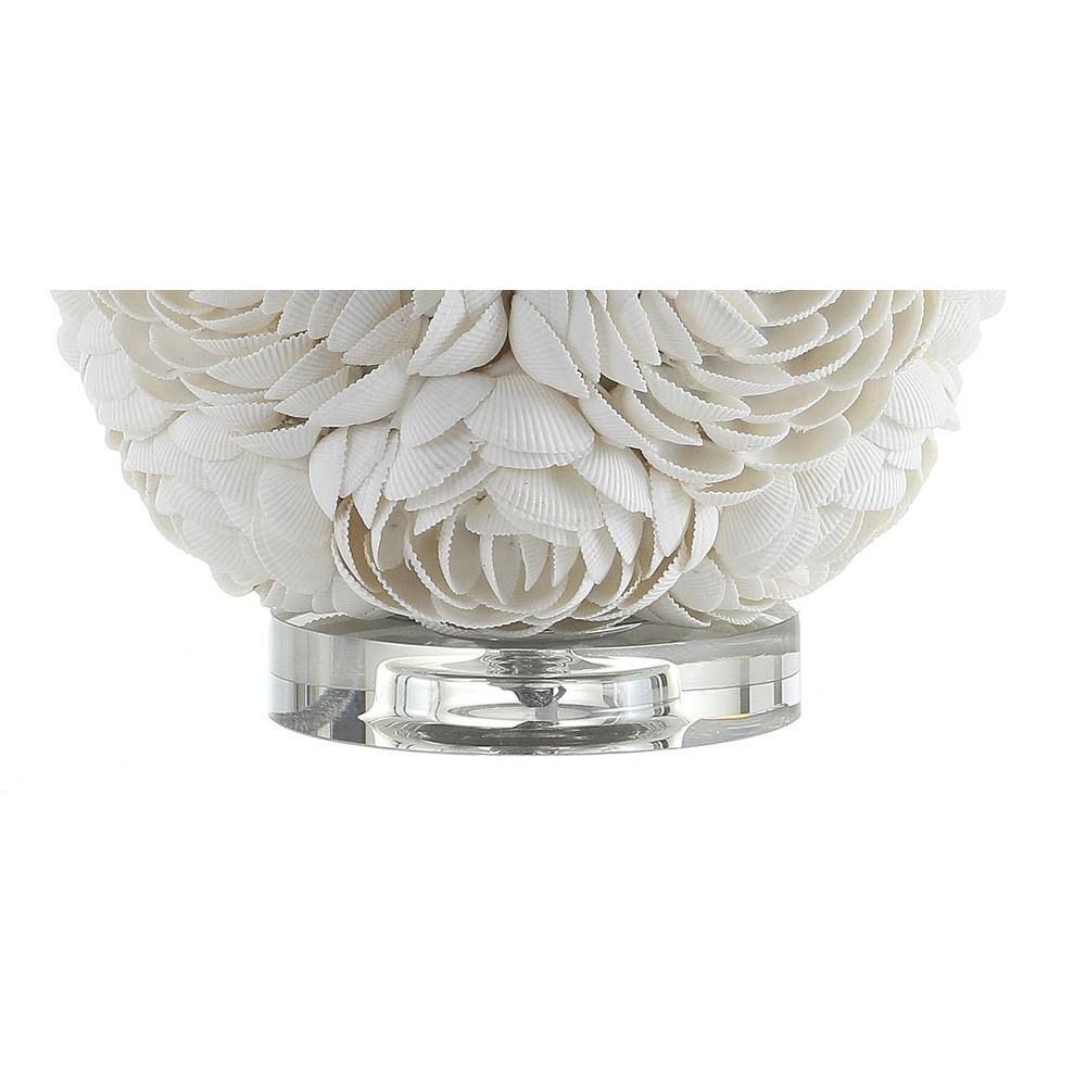 White Seashell Rosette Table Lamp with Cotton Shade