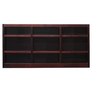36 in. Cherry Wood 9-shelf Standard Bookcase with Adjustable Shelves
