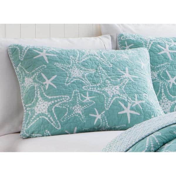 King Blue Cotton Reversible Nautical Quilt Set