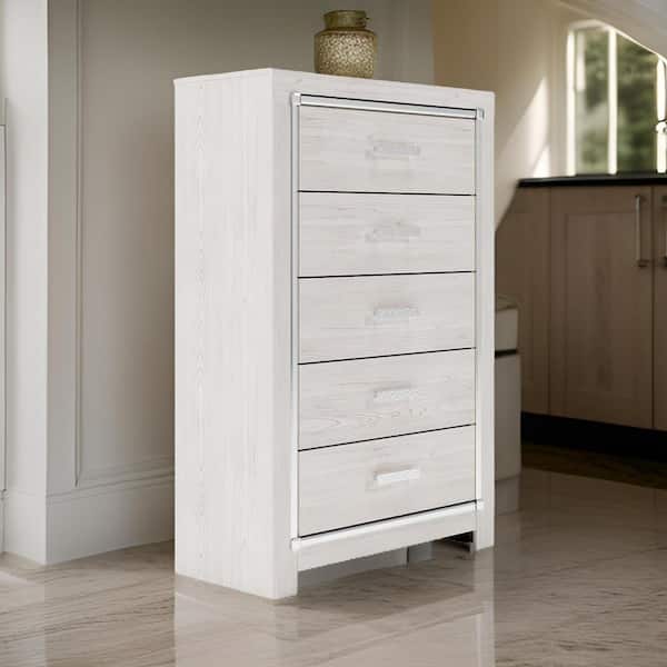 Benjara White 5-Drawers 33.7 in. Dresser Without Mirror